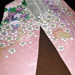 ｢Creema限定｣正絹半衿(サーモンピンク)藤と梅　シルク  着付け小物 5枚目の画像