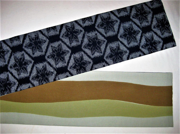 綿半幅帯(久留米絣)リバーシブル　繫ぎ目のない半巾 1枚目の画像