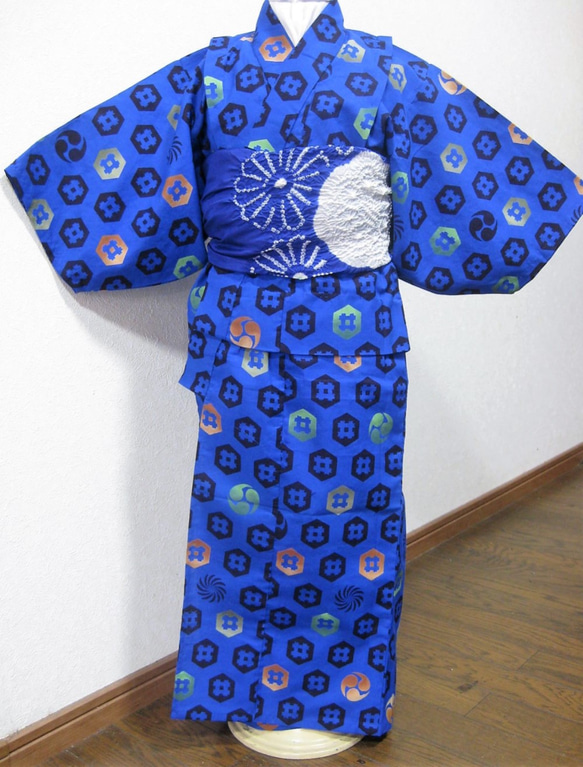 【新品】本染ゆかた(身長95~112㎝)　男の子の浴衣　揚げ代含む　伝統染め(注染） 3枚目の画像