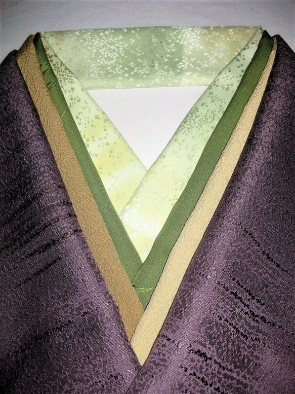 【新品】正絹 広衿重ね衿(ダークもえぎ色)　伊達襟　シルク 6枚目の画像