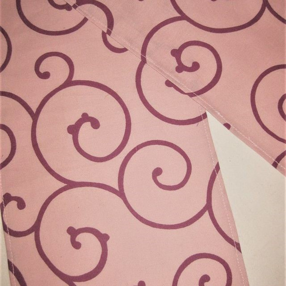 新品･綿半衿(唐草)　春 夏半衿 くすみピンク　三つ折り縫い始末 オールシーズン 2枚目の画像