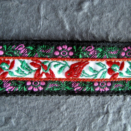 タイ アジアンスタイルのハンドメイド犬用首輪 鳥と花柄チロリアン