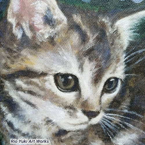 箱入り猫（娘)　油絵　オリジナル　手描き　原画 1_a51ccf3dc0c60539496770095e9b