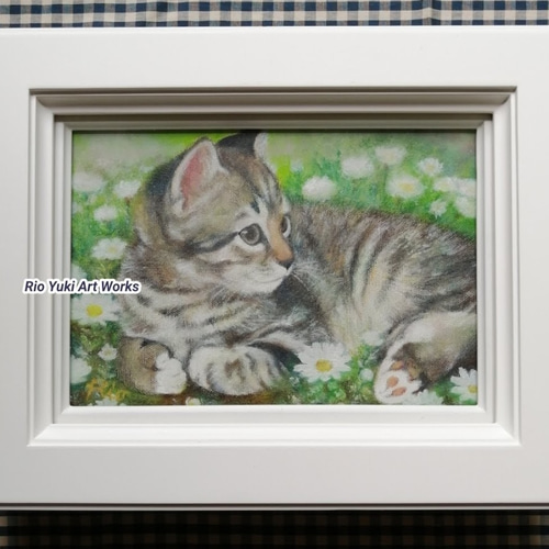 原画 「お花畑でおやすみにゃん」 F10号 ＃絵画 ＃ねこ ＃猫の絵