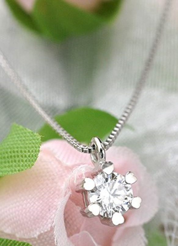 ハートセッティング♡爪タイプ♪ 天然ダイヤ0.15ct K18＜ハート 