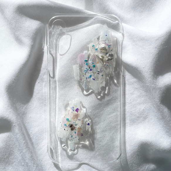 【特集掲載】【再販】淡水パール×ニュアンス ペールピンク iPhoneケース スマホケース 5枚目の画像