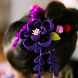 大っきな七五三の髪飾り＊つまみ細工＊ふんわり優しい紫色＊着物 袴