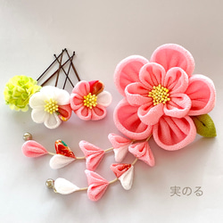 つまみ細工吊るし雛　髪飾り付き　　ピンク紫 24 ピンク×紫 かわいい つまみ細工髪飾り｡+☆ | つまみ細工店『美々花』