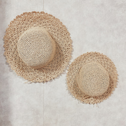 【受注制作】（キッズ）笹和紙フラットで編んだ松編み帽子 4枚目の画像