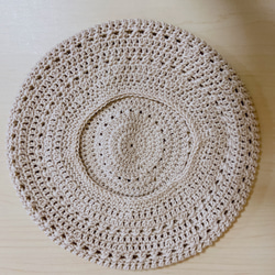 【受注制作】コットン糸で編んだベレー帽（生成り） 4枚目の画像