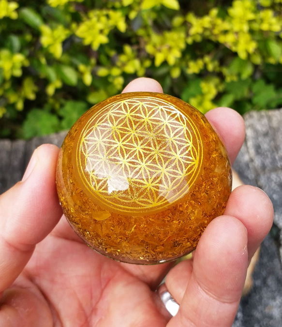 【宇能】生命之花,七脈輪奧根水晶組, 平衡身心健康,轉換電磁波負能量的奧根水晶能量圓墜 第9張的照片