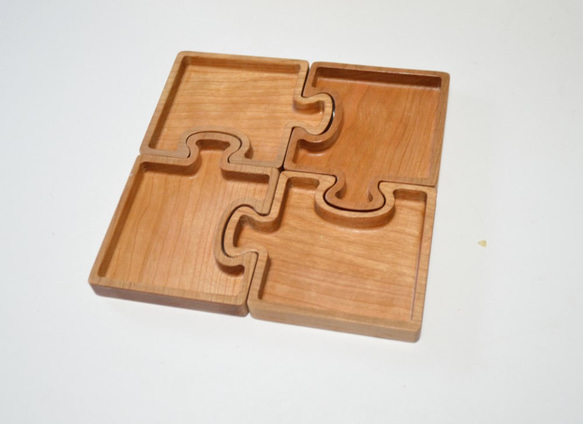 木製　パズル豆皿(4枚セット) 2枚目の画像