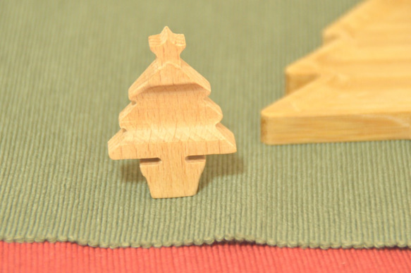木製、クリスマスツリー、カトラリーレスト(2個セット) 4枚目の画像