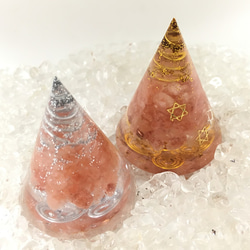 ヒマラヤピンク岩塩の盛り塩ペアオルゴナイト（クリアB） 2枚目の画像