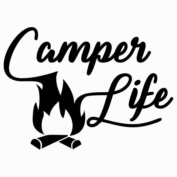 (大) カッティングシート camper キャンパー 焚き火 たき火 ステッカー 1枚目の画像