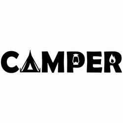 (大)カッティングシート camper イラスト 文字 ステッカー キャンプ用品 1枚目の画像