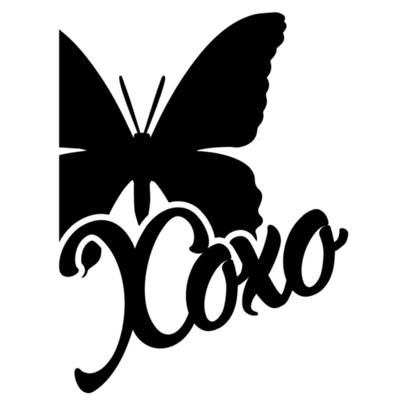 (小)カッティングシート ステッカー 蝶シルエット xoxo ナンバープレート 2枚目の画像
