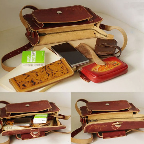 手作りのレザーメッセンジャーバッグ 本革手作りのメッセンジャーバッグショルダーバッグ ショルダーバッグ