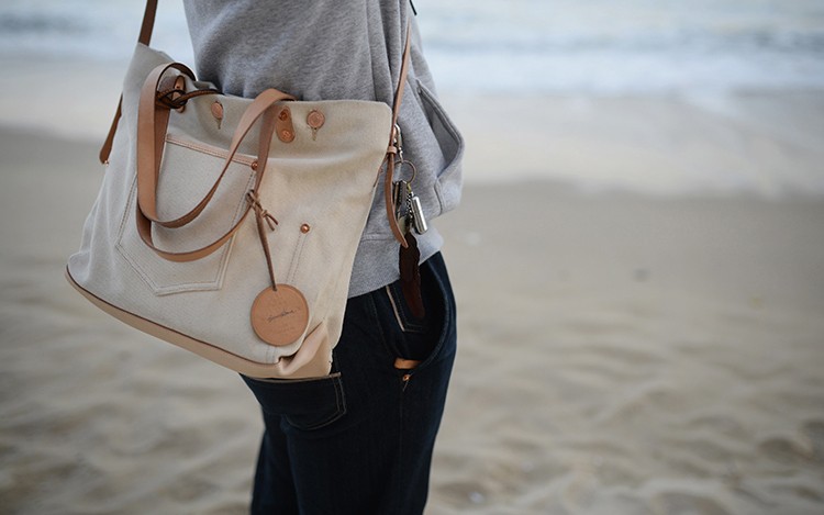 帆布+本革手作りのクラシックトートバッグショルダーバッグ