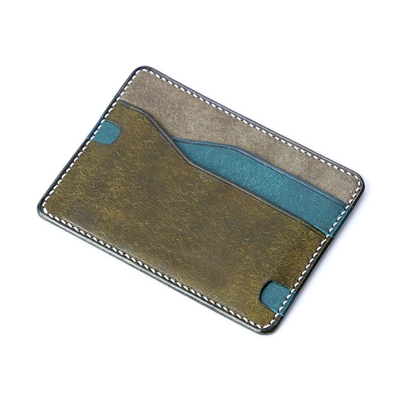 ミックスカラー　超薄小財布ミニカード入れ革小型カードケース 4枚目の画像
