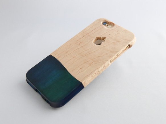 オーダーメイド！【 iPhone 全機種対応　無料修理保証】ウッドケース for iPhone ブルー 太平洋の海! iPhone イタヤカエデ