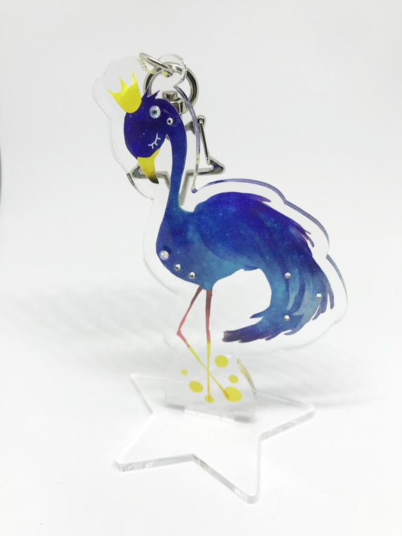 いねむりフラミンゴ キーホルダー（青） その他雑貨 柏木真理子 通販  