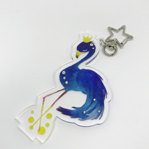いねむりフラミンゴ キーホルダー（青） その他雑貨 柏木真理子 通販  