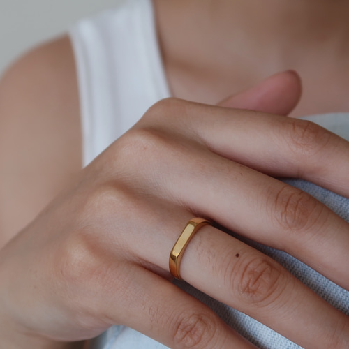 長方形のプレーンリング|ファセットリング|ファインポリッシング|高