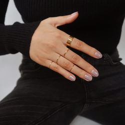 3件套平面細關節戒指| 精拋光 |高品質14K鍍金 | 簡約金色戒指 |  MINIMALIST| RUISCHE 第4張的照片