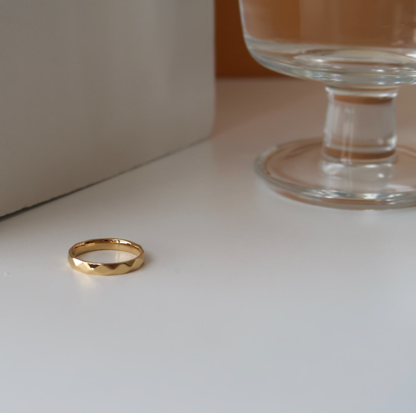 菱形切割面金色簡約戒指 |  精拋光 |高品質14K鍍金 | 簡約金色戒指 |  MINIMALIST| RUISCHE 第1張的照片