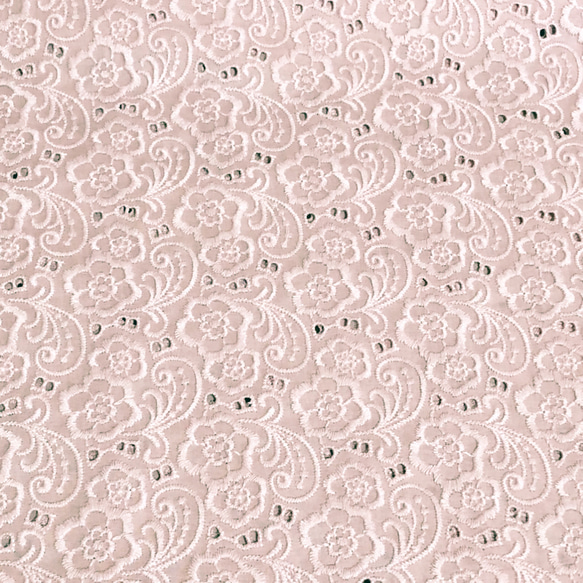 定形郵便送料無料／スモークピンク花ペーズリ刺繍カットワーク生地　92×30cm dd 2枚目の画像