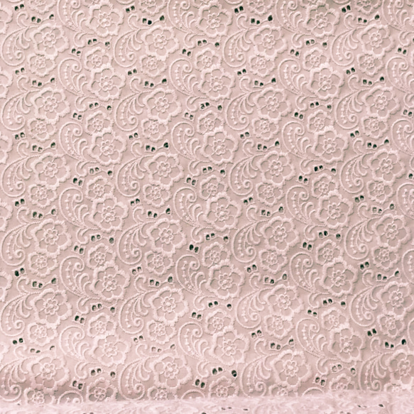 定形郵便送料無料／スモークピンク花ペーズリ刺繍カットワーク生地　92×30cm dd 4枚目の画像