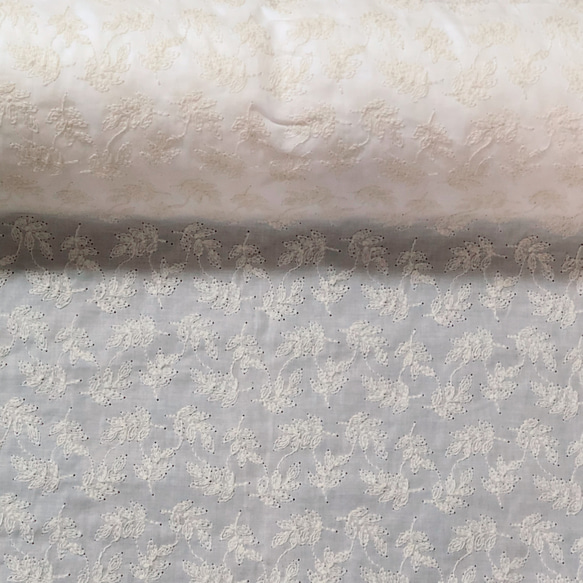 定形郵便送料無料／3色セット・日本製リーフ刺繍綿レース生地　各96×15cm Ｔ 6枚目の画像