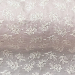 定形郵便送料無料／日本製スモークピンクリーフ刺繍綿レース生地　48×15cm Ｔ 2枚目の画像