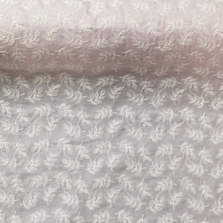 定形郵便送料無料／日本製スモークピンクリーフ刺繍綿レース生地　48×15cm Ｔ 3枚目の画像