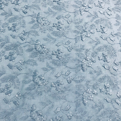 定形郵便送料無料／日本製スモークブルー鈴蘭刺繍綿レース生地　98×50cm vv 2枚目の画像