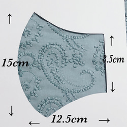 定形郵便送料無料／日本製スモークブルーペーズリ刺繍綿レース生地　49×30cm xx 3枚目の画像