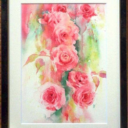 バラ（薔薇）・ローズの透明水彩画 白薔薇 花の絵 F6 原画 インテリア