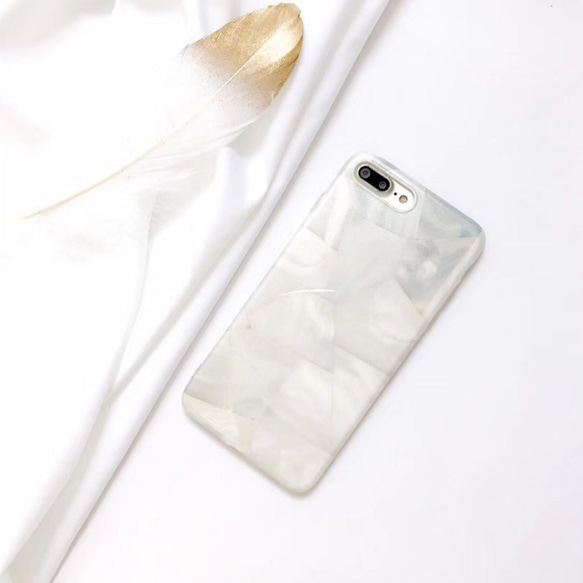 スマホケース iPhone ケース スマホカバー お洒落 マーブル 大理石風 ホワイト 3枚目の画像