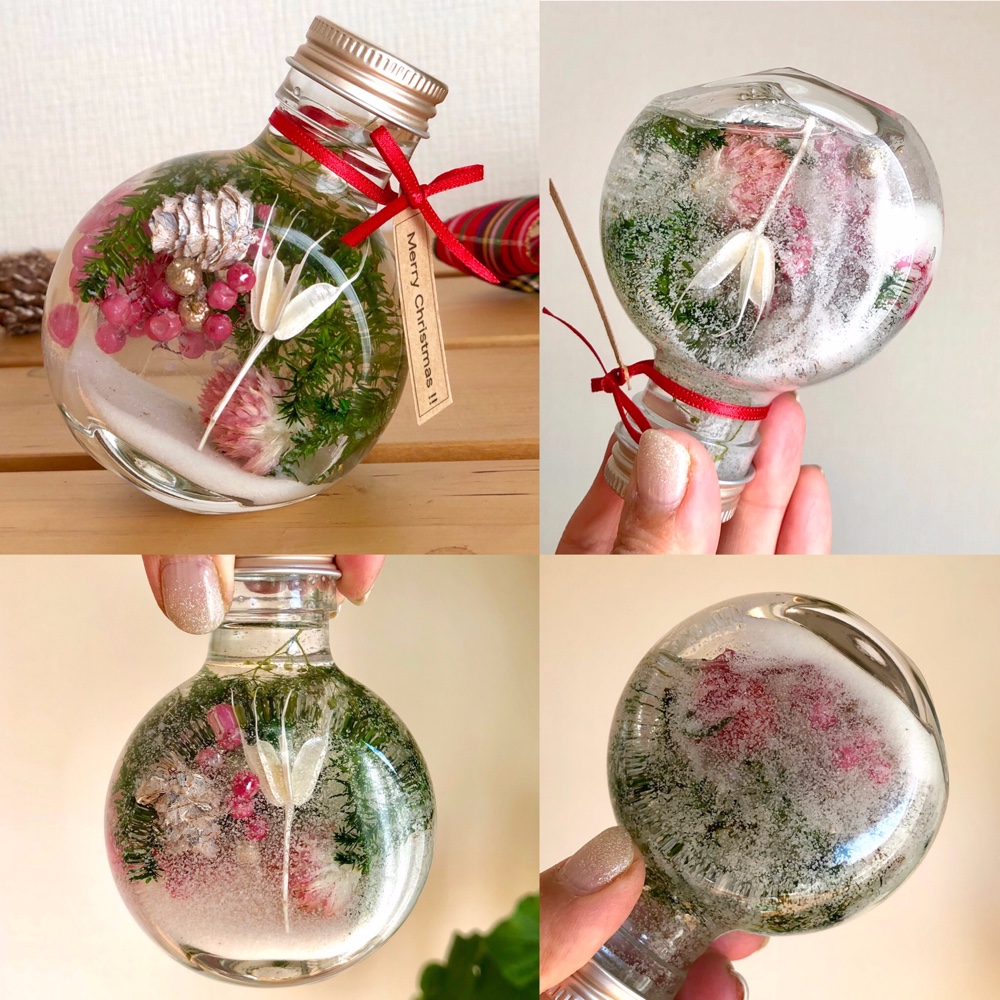 植物標本 液体標本 スノードーム ハーバリウム スモークツリー プリザーブド 1_96c204252bc7acfe332961af5e8d