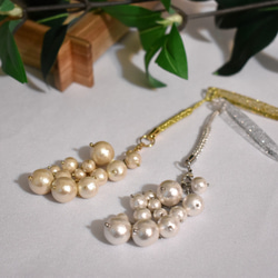 棉珍珠帶裝飾（生根/金白色） 第1張的照片