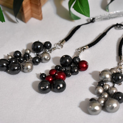 棉珍珠帶裝飾（網/黑色/灰色/紅色） 第1張的照片