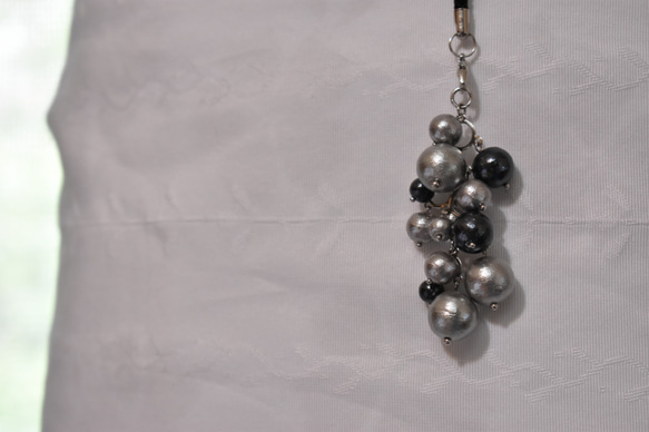 棉珍珠帶裝飾（網/黑色/灰色/紅色） 第6張的照片