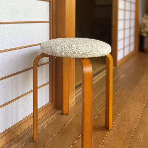 kvadrat☓皆川明 タンバリンスツール【茶色/ナチュラルフレーム