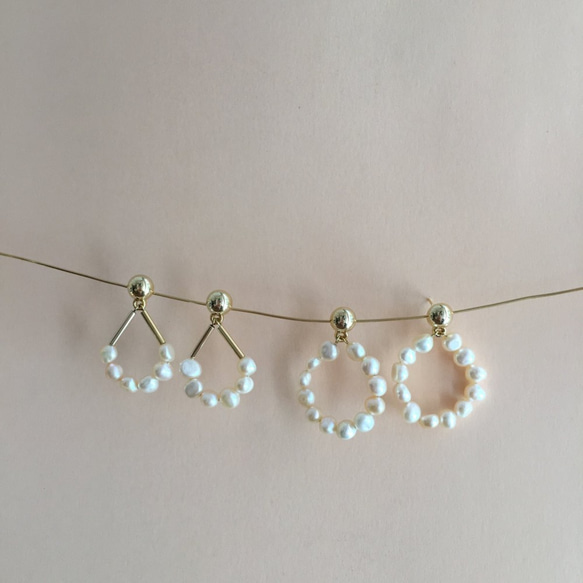 Petites Perles 來自西班牙巴賽隆納手工製限量優雅小珍珠耳環  環形、扇形兩款 第5張的照片