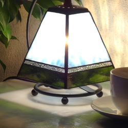 【受注制作】アンティーク・小さなランプ・（モスグリーン）・ステンドグラス 5枚目の画像