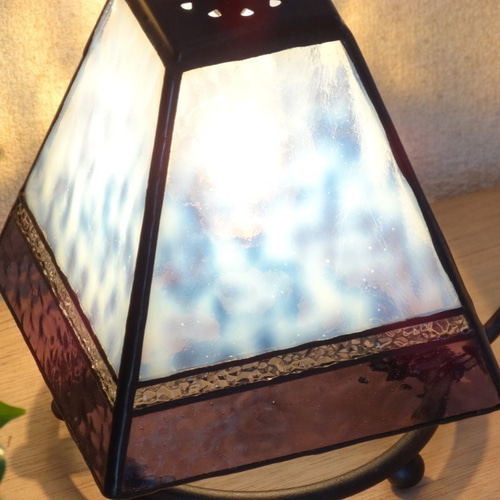 受注制作】アンティーク・小さなランプ・スクエア（ラベンダー