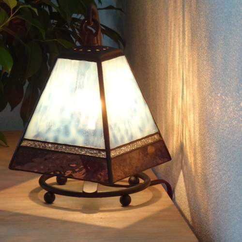 受注制作】アンティーク・小さなランプ・スクエア（ラベンダー