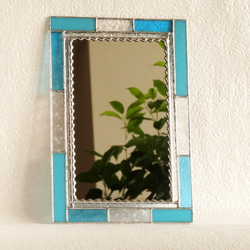 アンティーク・ミラー（ターコイズブルー＆クリアー）☆ステンドグラス