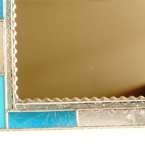 アンティーク・ミラー（ターコイズブルー＆クリアー）☆ステンドグラス